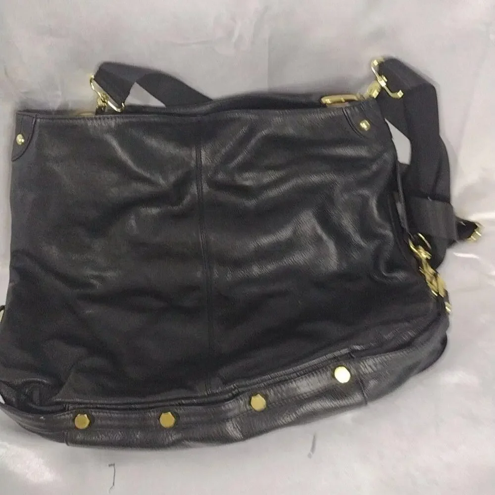 Rebecca Minkoff Hobo Bag Womens Large Black Leather Studded Gold Shoulder Purse